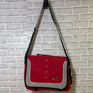 Tracker Red and Gray Messenger, laptop, school bag, adjustable strap